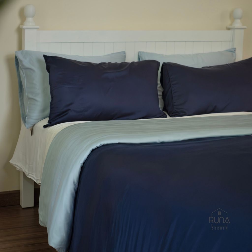 Bộ chăn ga gối Bamboo 4 món màu Navy 2 Bộ chăn ga gối Bamboo 4 món màu Navy - Ảnh 2