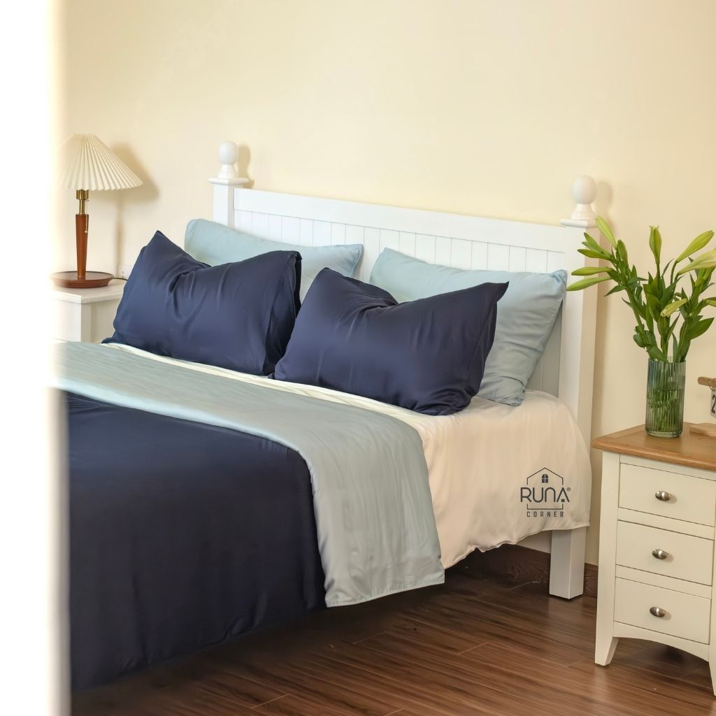 Bộ chăn ga gối Bamboo 4 món màu Navy 3 Bộ chăn ga gối Bamboo 4 món màu Navy - Ảnh 3