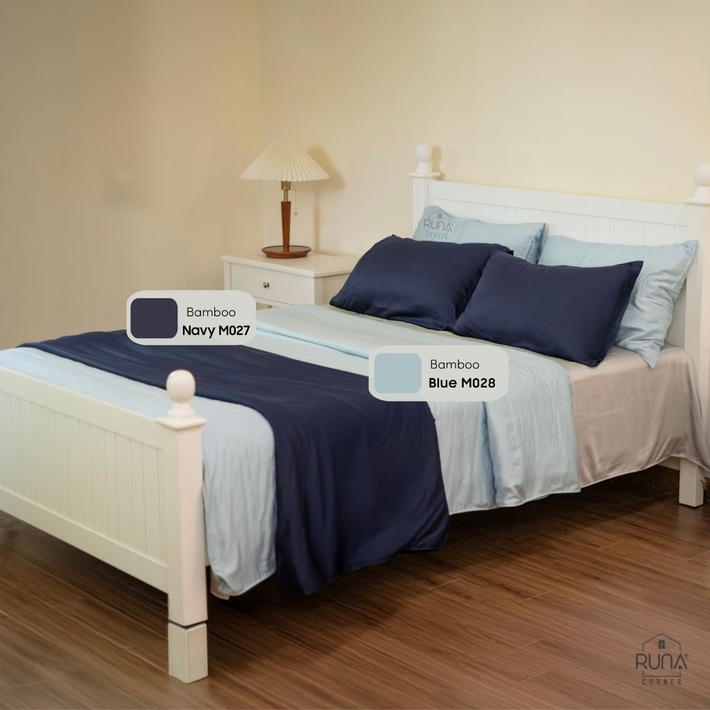 Bộ chăn ga gối Bamboo 4 món màu Blue 6 Bộ chăn ga gối Bamboo 4 món màu Blue - Ảnh 6