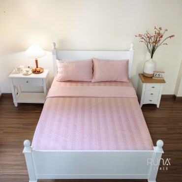 Bộ chăn ga gối Bamboo 4 món chần màu hồng