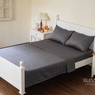 Bộ chăn ga gối Bamboo 4 món chần màu xám